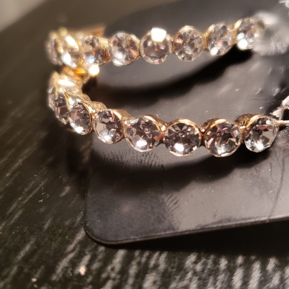 Gold Rhinestone Earrings - Picture 3 of 4